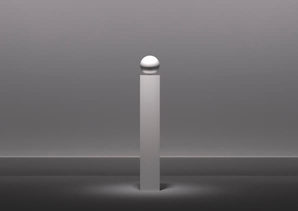 Kugel auf Sockel, Lichtdesign-Element für Museen und Galerien.