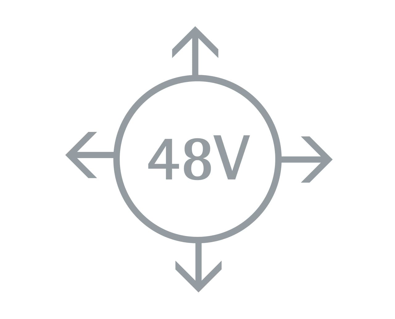 Symbol für das ERCO 48V Niedervolt-System mit flexiblen Einsatzmöglichkeiten.