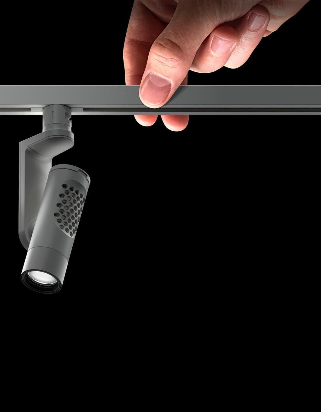 ERCO Minirail 48V-Schiene mit Eclipse 48V Strahlern für flexible Lichtgestaltung.