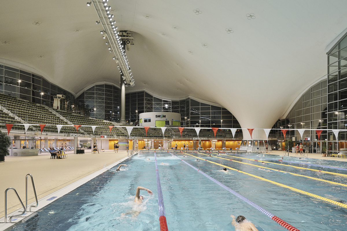 LED relighting Aquatic Centre at Olympic Park, Munich 